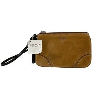 Coach Two Tone Brown Suede & Leather Purse Wallet NWT Wristlet